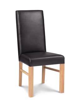 Lyon Oak Standard Leather Dining Chairs in Brown
