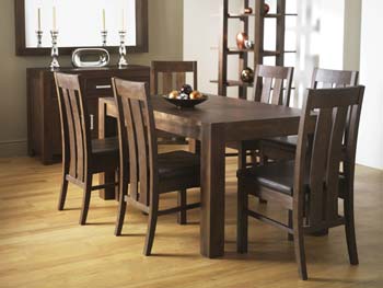 Bentley Designs Lyon Walnut Dining Set with Slatted Back Chairs