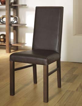 Bentley Designs Lyon Walnut Standard Leather Dining Chairs in