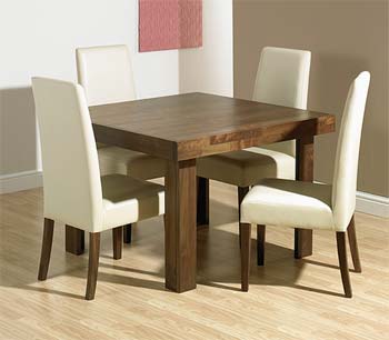 Tokyo Square Dining Set with Tall Tokyo Leather Chairs