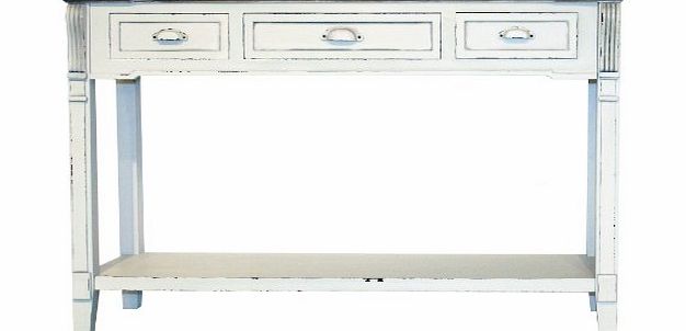 Bentley Home WHITE SHABBY CHIC VINTAGE FRENCH STYLE 3 DRAWER CONSOLE TABLE SIDEBOARD - MATCHING PIECES AVAILABLE