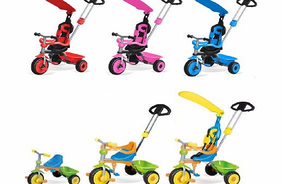 Bentley Kids CHILDRENS 3 IN 1 KIDS TRIKE BIKE TRICYCLE 3 WHEEL WITH CANOPY amp; HANDLE - MULTI-COLOURED