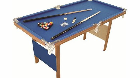 4FT BLUE POOL GAMES TABLE WITH SPOTS & STRIPES POOL BALLS & 2 CUES INDOOR