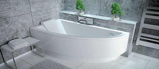 Besco PRACTICA Offset Corner Bath SPACE SAVER 1400 x 700 mm with Front Panel and Legs *LEFT HAND*