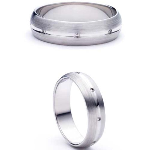 3mm Medium Court Beso Wedding Band Ring In 18 Ct White Gold