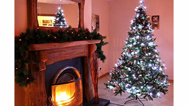 6ft Hinged Indoor Christmas Tree with Frosted Tips and Pine Cones Xmas *Limited Stock*