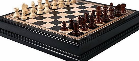 Best Chess Set Kavi Black Inlaid Wood Chess Board Game with Weighted Wooden Pieces and Tray - 18 Inch Set (Large) by BestChessSet