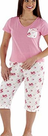 Best Deals Direct Ladies T-Shirt amp; 3/4 Shorts Pjs Summer Loungewear (14-16, Pink)