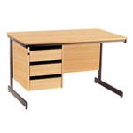 BEST Selling Budget 123cm Desk With Cable Ports-Beech