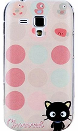 BestCool 1x PC Material Rose Blaupunkt Black Cat Light Pink Background Case Skin Protector for Samsung Galaxy S Duos GT S7568 Hard Protective Back Case Cover Shell