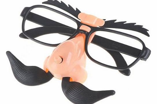 Funny Moving Eyebrows Moustache Big Nose Glasses Mask Party