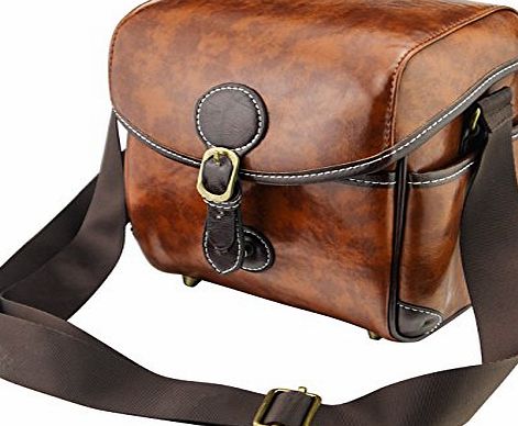 BESTOPE Vintage Leather DSLR Camera Bag with Brown Red for for Canon Nikon Sony Camera