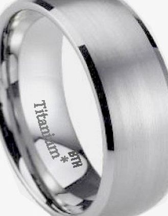 BestToHave Mens Titanium Ring - New Boxed 8mm Mens Titanium Wedding Engagement Comfort Band Ring - Size R (other sizes are available)