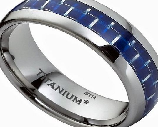 BestToHave Titanium Ring - Blue Carbon Inlay Mens Titanium Wedding Engagement Band Ring- Size Z 4 - Comes In A Luxury Gift Box - ( Available In Most Sizes)