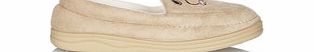 Beta Womens beige dog detail slippers