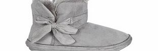 Beta Womens grey bow detail slippers