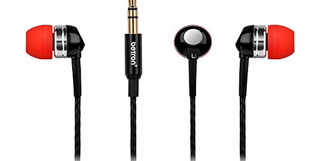 Betron RK300 High Quality Earphones Headphones with Noise Isolating Technology and High Grade Reinforced Cable with Gold Plated Connection (Black)