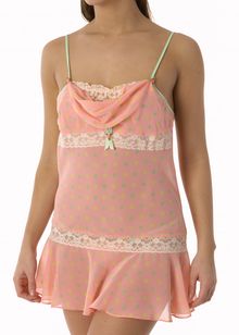 Polychiffon cowl neck babydoll with g-string