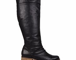 Black slip-on knee high boots