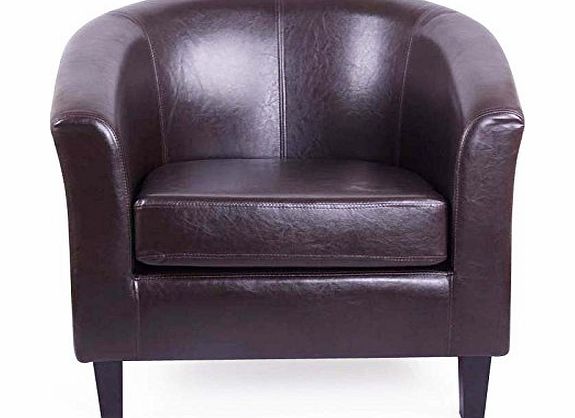 Beyondfashion 64cm x 58cm x 71.5cm(Wamp;Damp;H) Wood Frame PU Leather Tub Club Chair Armchair Dining Living Room Office Reception (Brown)