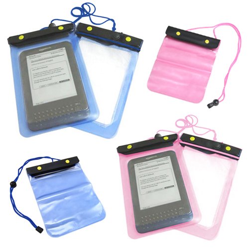 Blue / Pink Amazon Kindle Holiday Waterproof Protective Bag for Amazon Kindle - Kindle Keyboard - Kindle Touch - Kindle Fire - Mobile Phone - Camera - PDA (Pink)