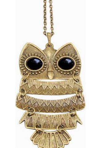 Beyondfashion Vintage Antique black eye bronze owl retro Long necklace jewelry pendant