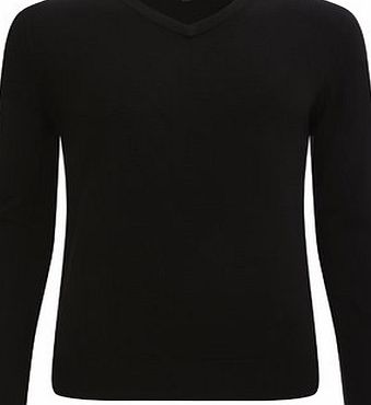 Bhs 2`` Longer Supersoft Black V Neck Jumper, Black