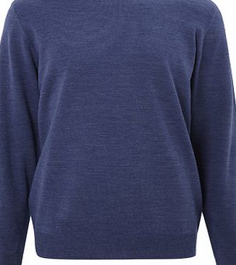 Bhs 2`` Longer Supersoft Blue Crew Neck Jumper, Blue
