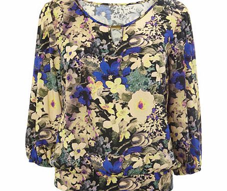Bhs 3/4 Length Sleeved Floral Print Top With Bar