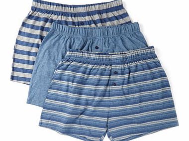 3 Pack Denim Blue Stripe Boxers, Blue BR60J09DBLU