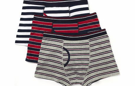 Bhs 3 Pack Stripe Trunks, Red BR60T09GRED