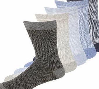 Bhs 5 Pack Herringbone Design Socks, Grey BR61D01GGRY