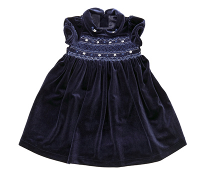 Baby smock detail velour dress