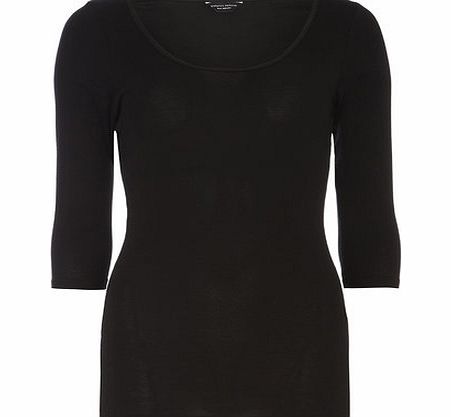 Bhs Black 3/4 Scoop Basic Jersey Top, black