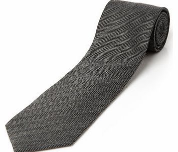 Black and Grey Herringbone Tie, Black BR66V01EBLK