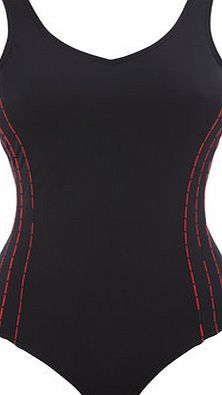 Bhs Black And Red Triple Side Tape Sports Swimsuit,