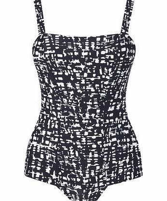 Bhs Black And White Print Tummy Control Swimsuit,