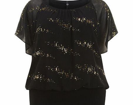 Bhs Black Chiffon Glitterball Top, black 12612918513