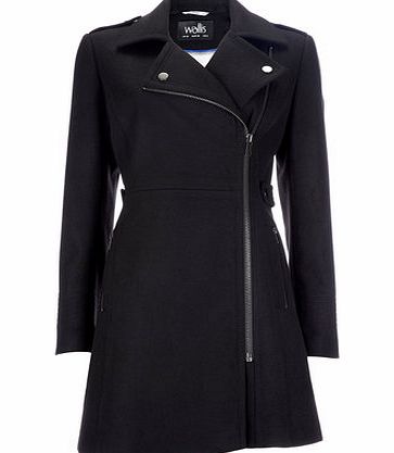 Bhs Black Faux Wool Biker Coat, black 12031138513