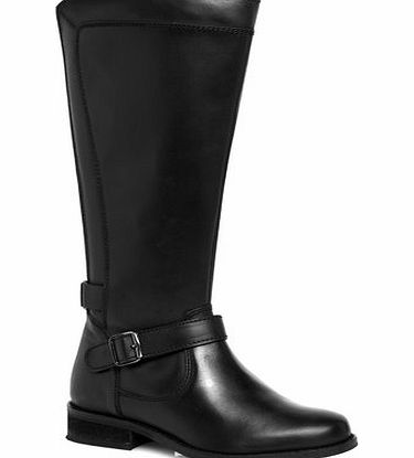 Bhs Black Leather Panelled Extra Wide Riding Boots,