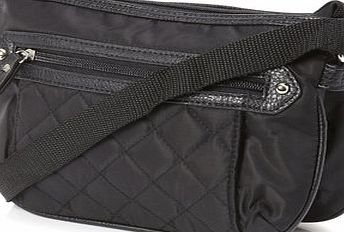 Bhs Black Nylon Quilted Cross Body Bag, black