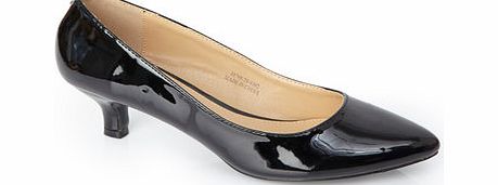 Black Patent Kitten Heel Court Shoe, patent