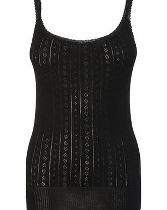 Bhs Black Pointelle Thermal Cami Vest, black