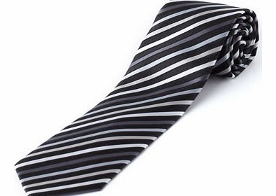 Black Silver Stripe Tie, Black BR66D01BBLK