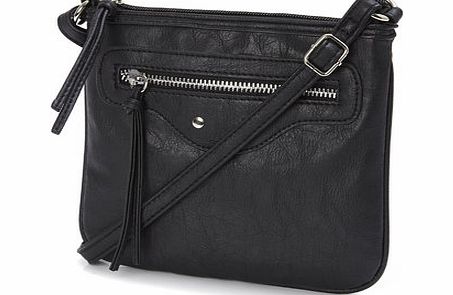 Black Zip Mini Cross Body Bag, black 3124648513
