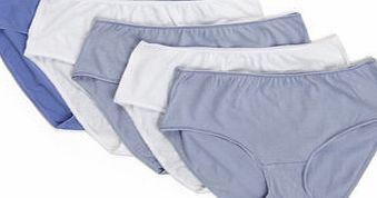 Bhs Blue and White Plain 5 Pack Midi Briefs,