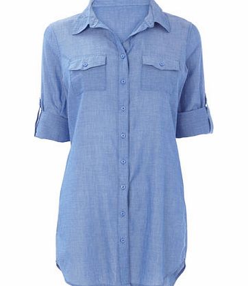 Bhs Blue Chambray Shirt Cover Up, cornflower 277540588