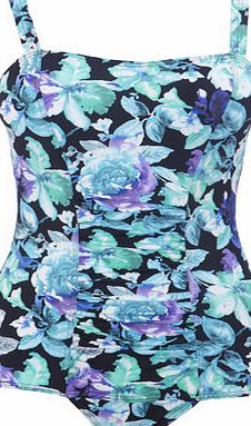 Bhs Blue Floral Print Tummy Control Swimsuit, blue