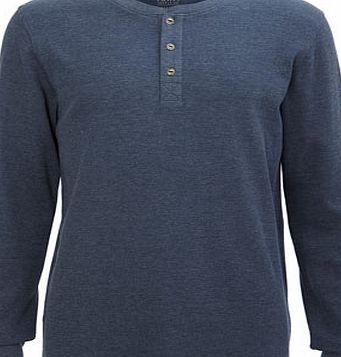 Bhs Blue Long Sleeve Grandad Neckline Top, Blue