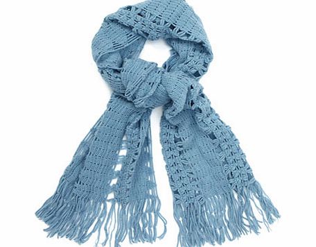 Blue Open Crochet Scarf, blue 6603581483